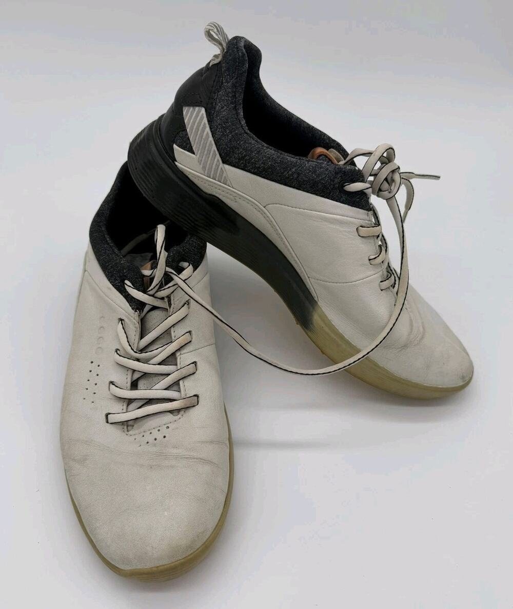 ECCO Shoes Womens Size 7 EU 38 White Leather Golf Waterproof Gore-Tex Sneakers